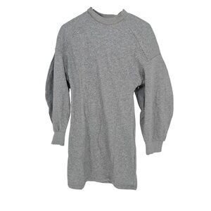 Lini Size Small Sweatshirt Dress Gray Fleece Balloon Sleeve Mini NWT $158